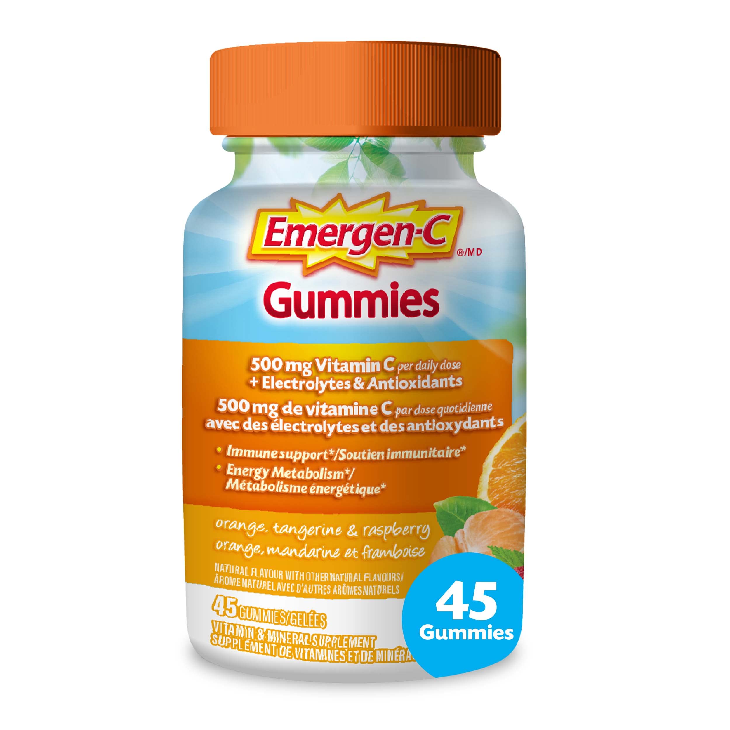 Emergen-C Immune Support Gummies, A Boost of Vitamins and Minerals, Orange, Tangerine & Raspberry Mix, 45 Gummies 🍁 All In One Marketplace Canada