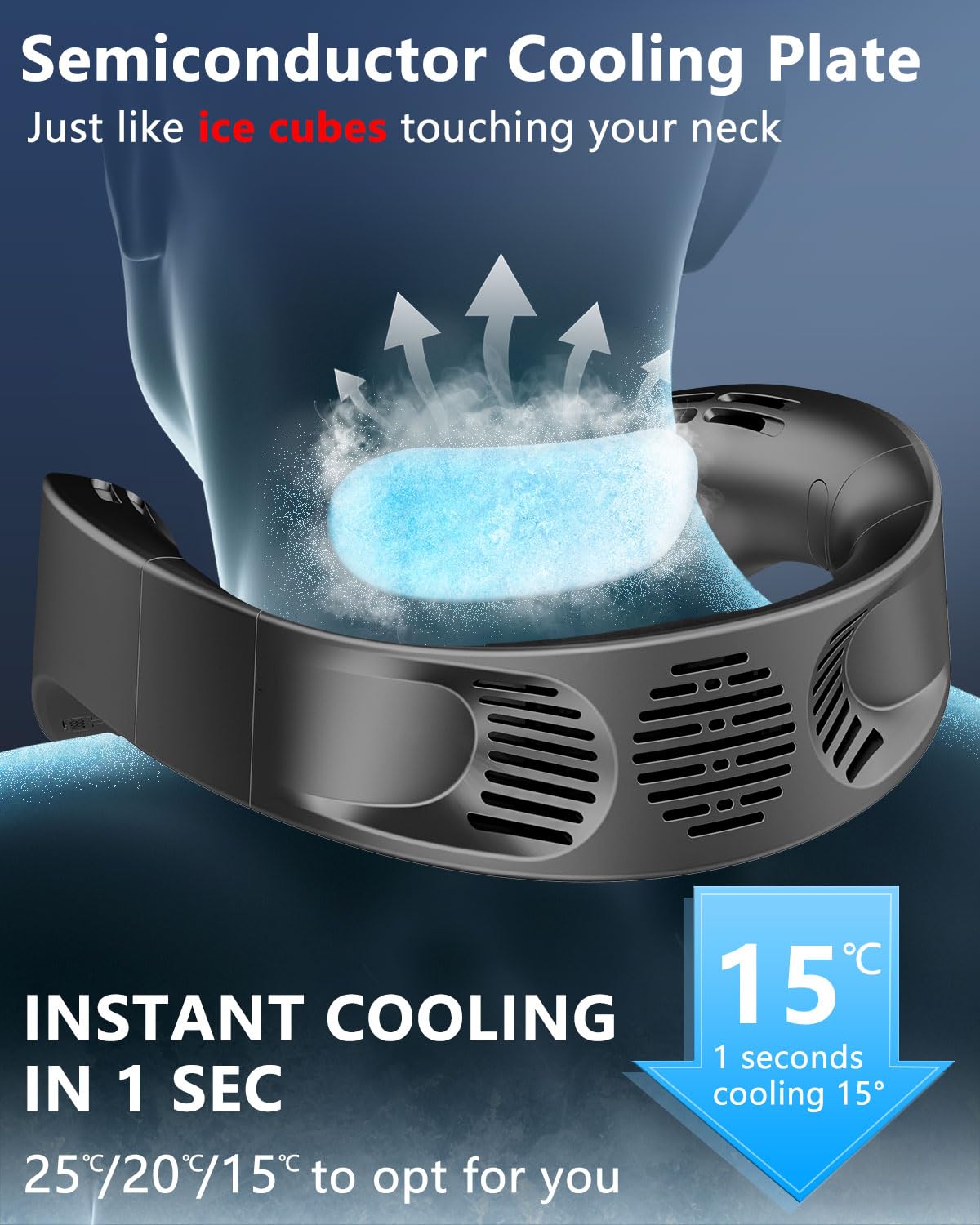 Neck Fan with Cooling Plate-5500mAh Rechargeable, Ultra Quiet Operation, 5 Speeds & 3 Cooling Modes, USB-C Fast Charging, LED Display Battery & Speed, Bladeless Wearable Neck Cooler for Travel Black 🍁 All In One Marketplace Canada