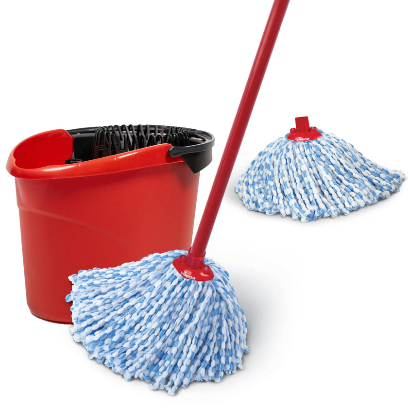 Vileda SuperMop and Bucket Set with 1 Extra Refill | Extendable Handle | Made of 100% Microfibre | Machine Washable Mop Head 🍁 All In One Marketplace Canada