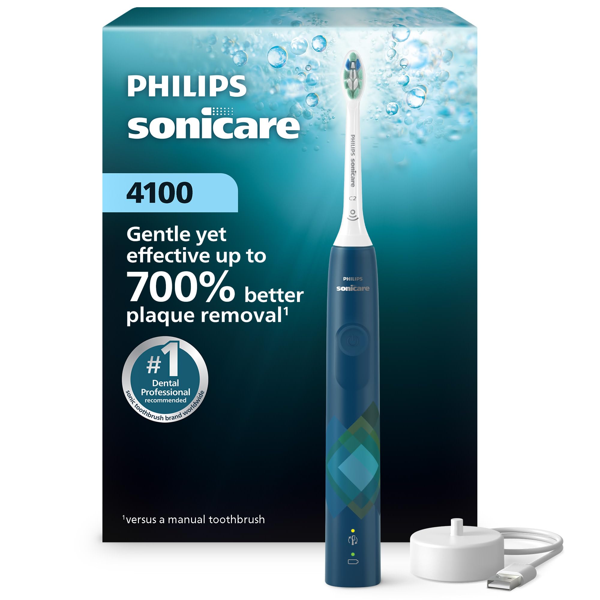 Philips Sonicare 4100 Electric Toothbrush, Sonic Toothbrush with Two Intensity Levels, Pressure Sensor and Timer, Malibu Prismatic, Model HX3689/22 🍁 All In One Marketplace Canada