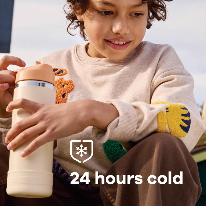 18 Oz Kids Stainless Steel Bottle - Wide Mouth Straw Cap and Boot, Coconut 🍁 All In One Marketplace Canada