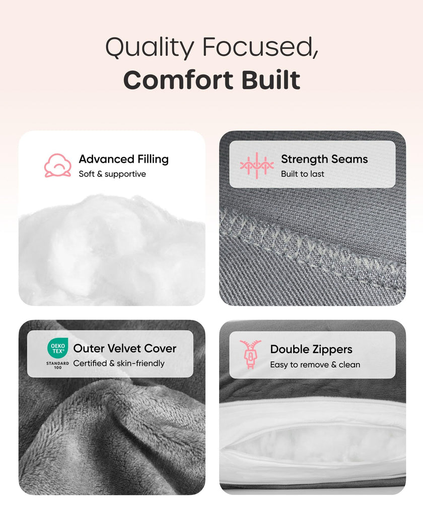 Nuliie Pregnancy Pillow for Sleeping, U Shaped Full Body Pillow Pregnancy Pillows, Maternity Pillow Support for Back, HIPS, Legs for Pregnant Women, with Washable Velvet Cover (Grey) 🍁 All In One Marketplace Canada