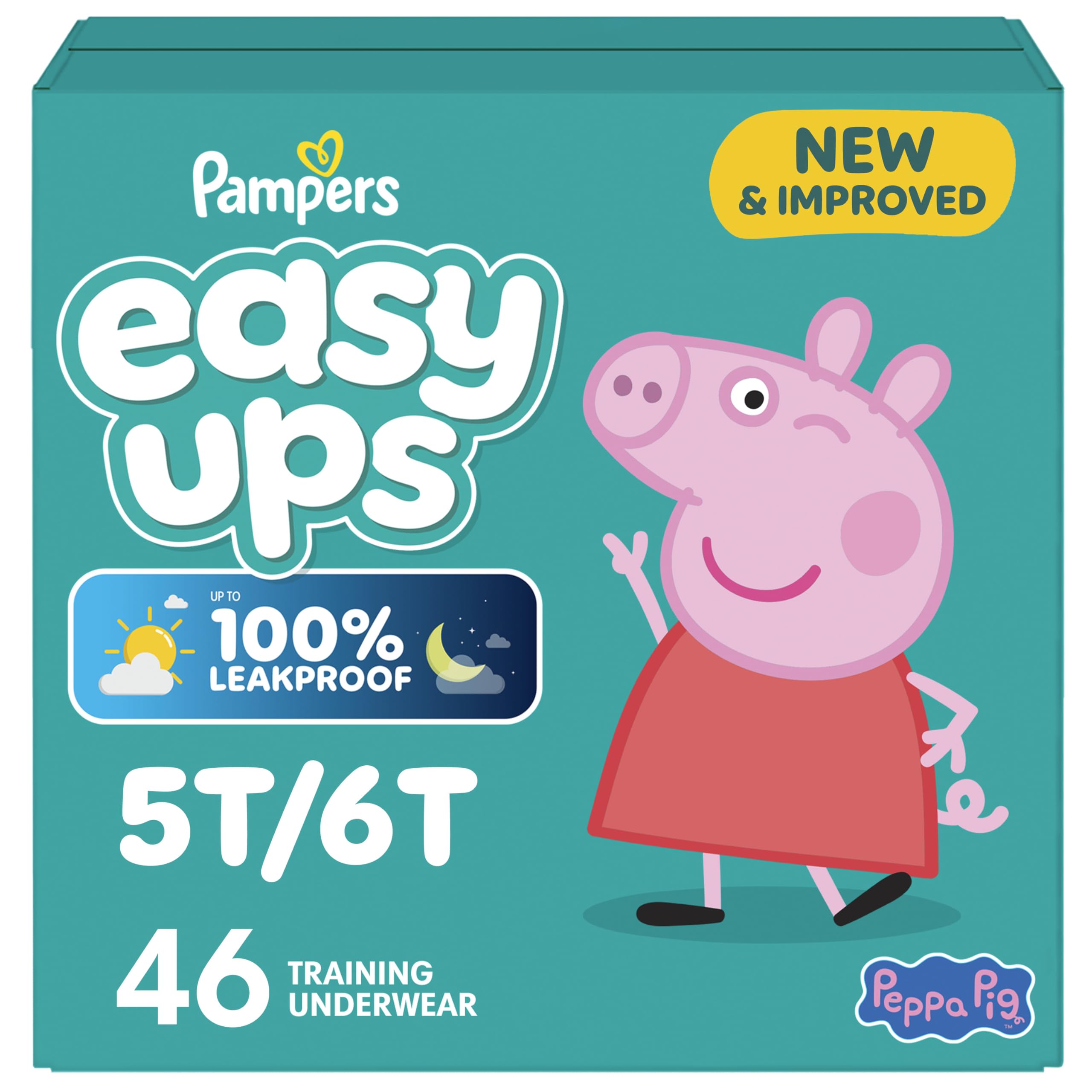 Pampers Easy Ups Girls & Boys Potty Training Pants, Size 7 (5T6T), Peppa Absorbent Training Underwear, Up to 100% Leakproof Day and Night, Hypoallergenic, 1 Pack (Count of 46) 🍁 All In One Marketplace Canada