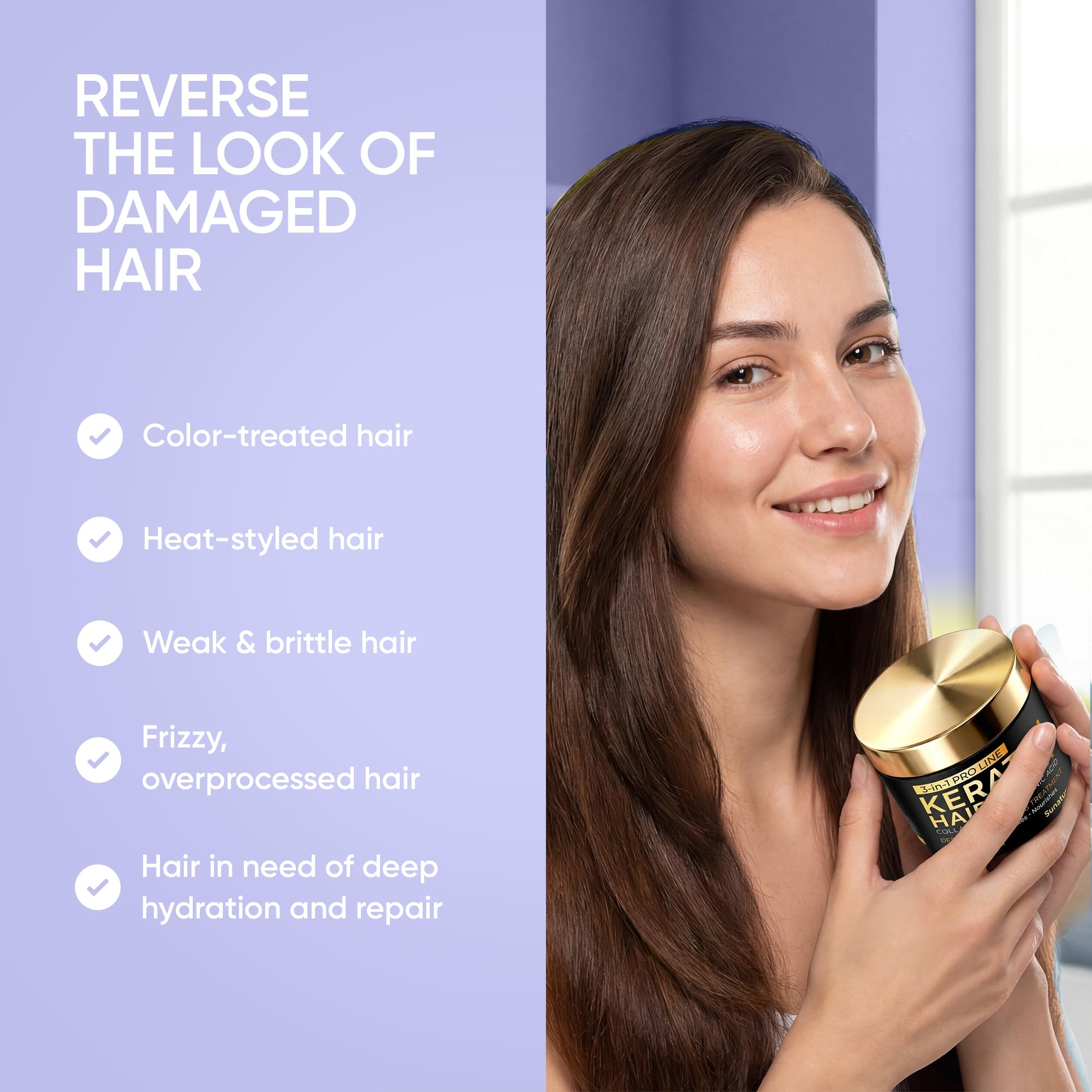 Keratin Hair Mask - Deep Conditioner for Dry, Damaged Hair — Hydrolyzed Keratin, Hyaluronic Acid, Argan Oil and Collagen - Sulfate-Free, Paraben-Free | 8.5 fl oz 🍁 All In One Marketplace Canada