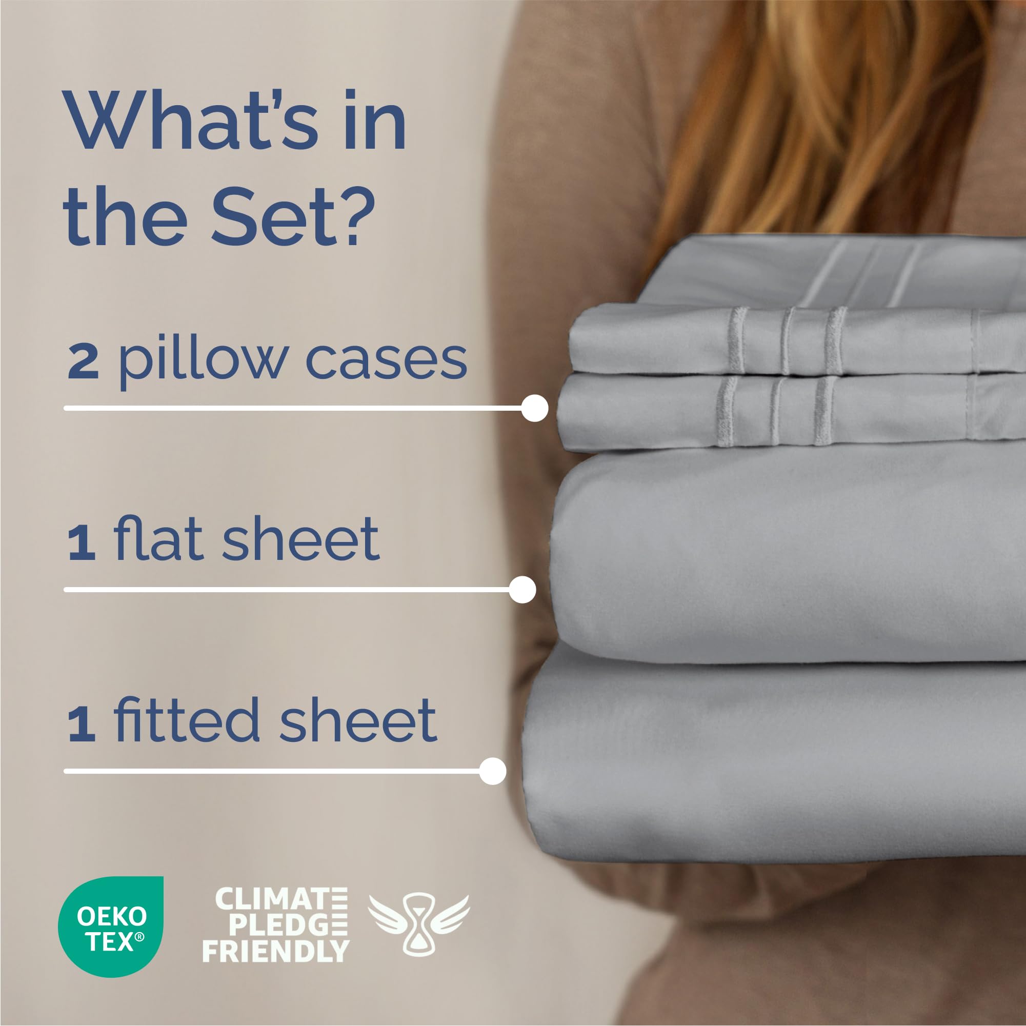 Queen Size 4 Piece Sheet Set - Comfy Breathable & Cooling Sheets - Hotel Luxury Bed Sheets for Women & Men - Deep Pockets, Easy-Fit, Soft & Wrinkle Free Sheets - Steel Blue Oeko-Tex Bed Sheet Set 🍁 All In One Marketplace Canada