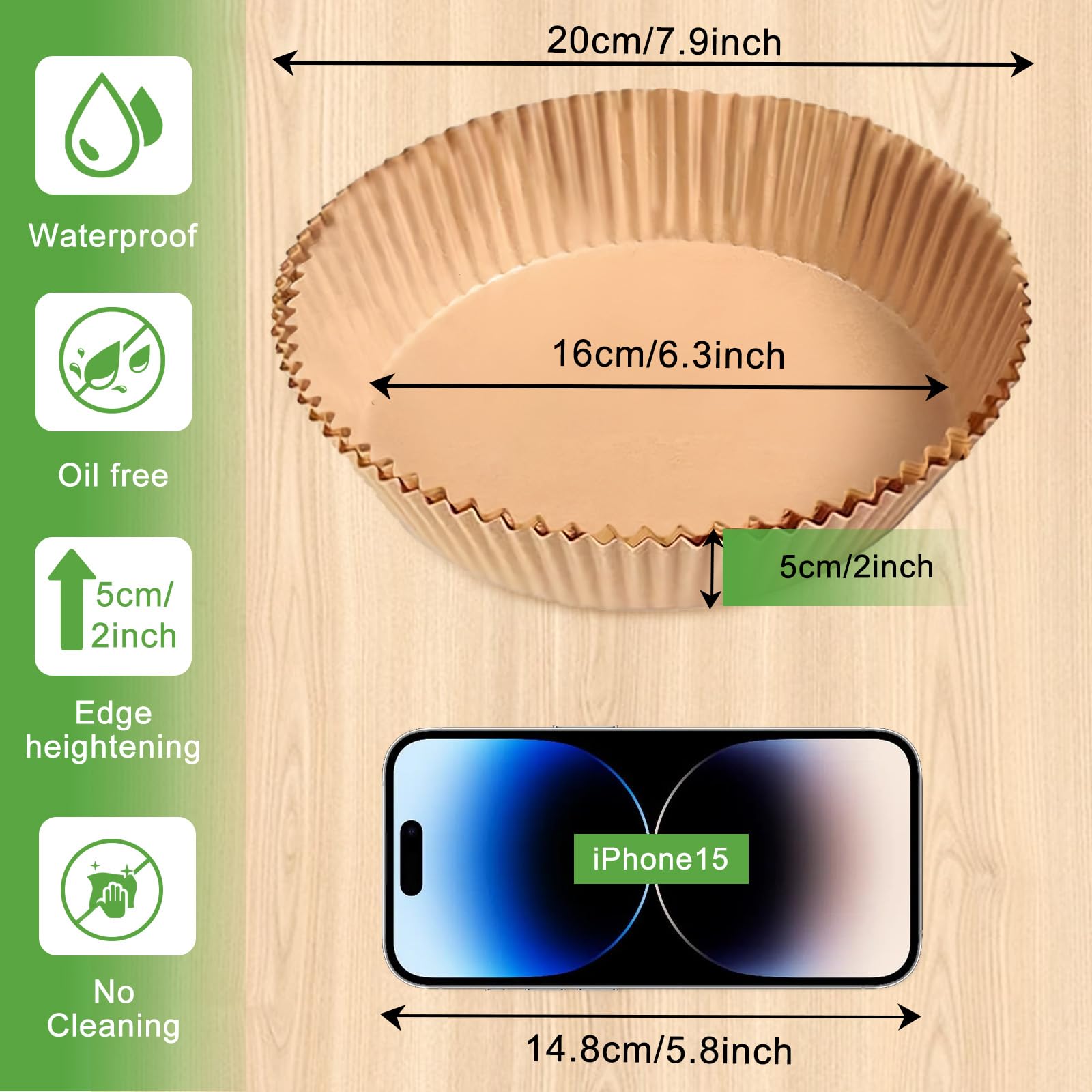 200pcs Air Fryer Disposable Paper Liner, Non-Stick Disposable Air Fryer Parchment Paper Liners, Baking Paper for Air Fryer Oil-Proof, Water-Proof, Food Grade Parchment（6.3