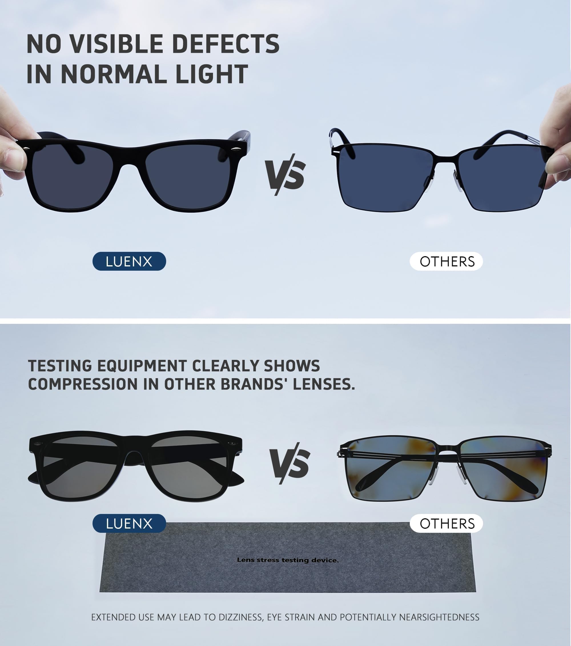 LUENX Polarized Sunglasses for Men Women UV400 Protection Non-mirrored Black Lens Matte Black Square Frame 54MM 🍁 All In One Marketplace Canada