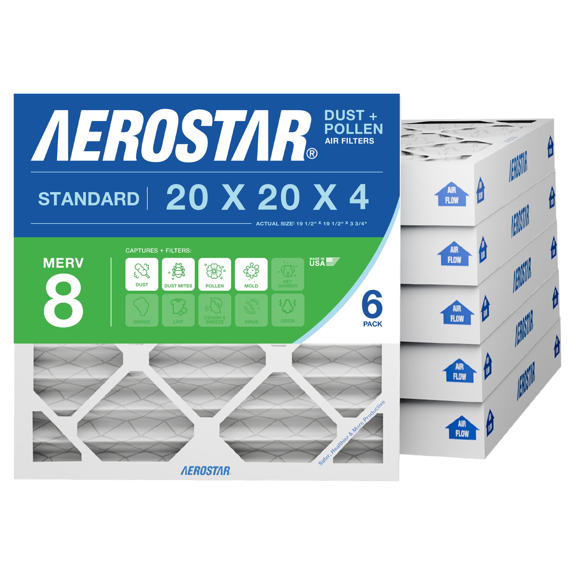 Aerostar 20 x 20 x 4 MERV 8 Pleated Air Filter, Pleated (Pack of 6) 🍁 All In One Marketplace Canada