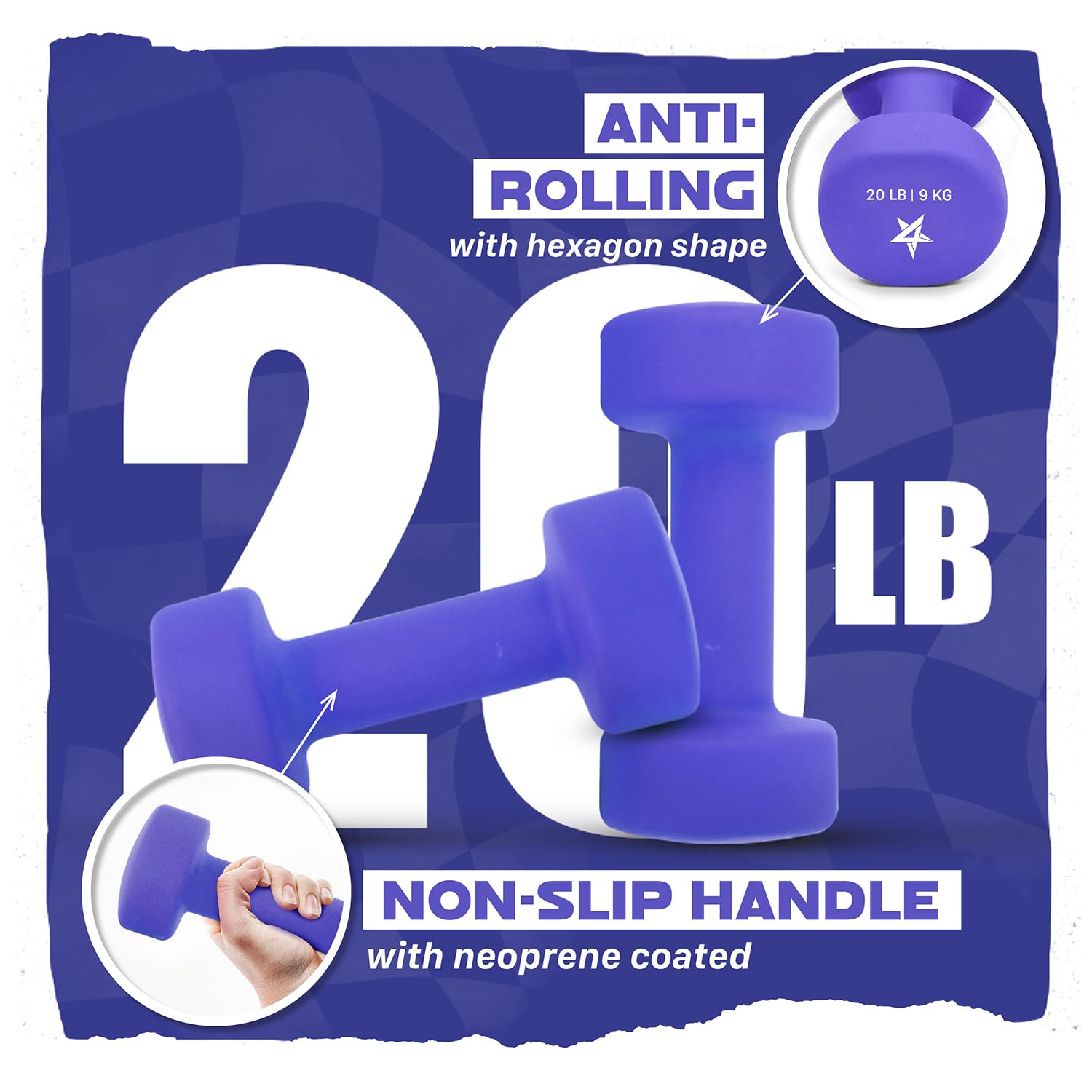 Yes4All Dumbbell Neoprene, poids et haltere, Weight Set, Hand Weights for Women, Dumbbells Pair, Free Weights (M. Purple - 20lbs) 🍁 All In One Marketplace Canada