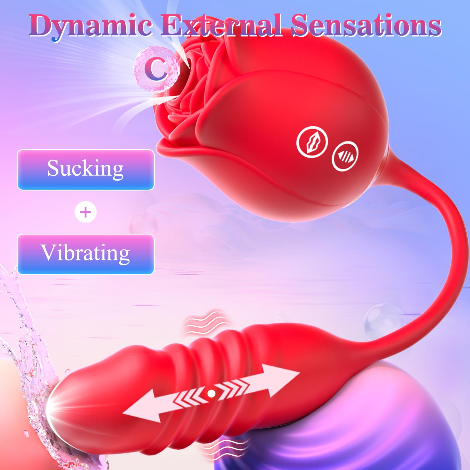 Neworld Sex Toys Rose Vibrator with 9 Sucking & Thrusting Dildo Vibrators 🍁 All In One Marketplace Canada