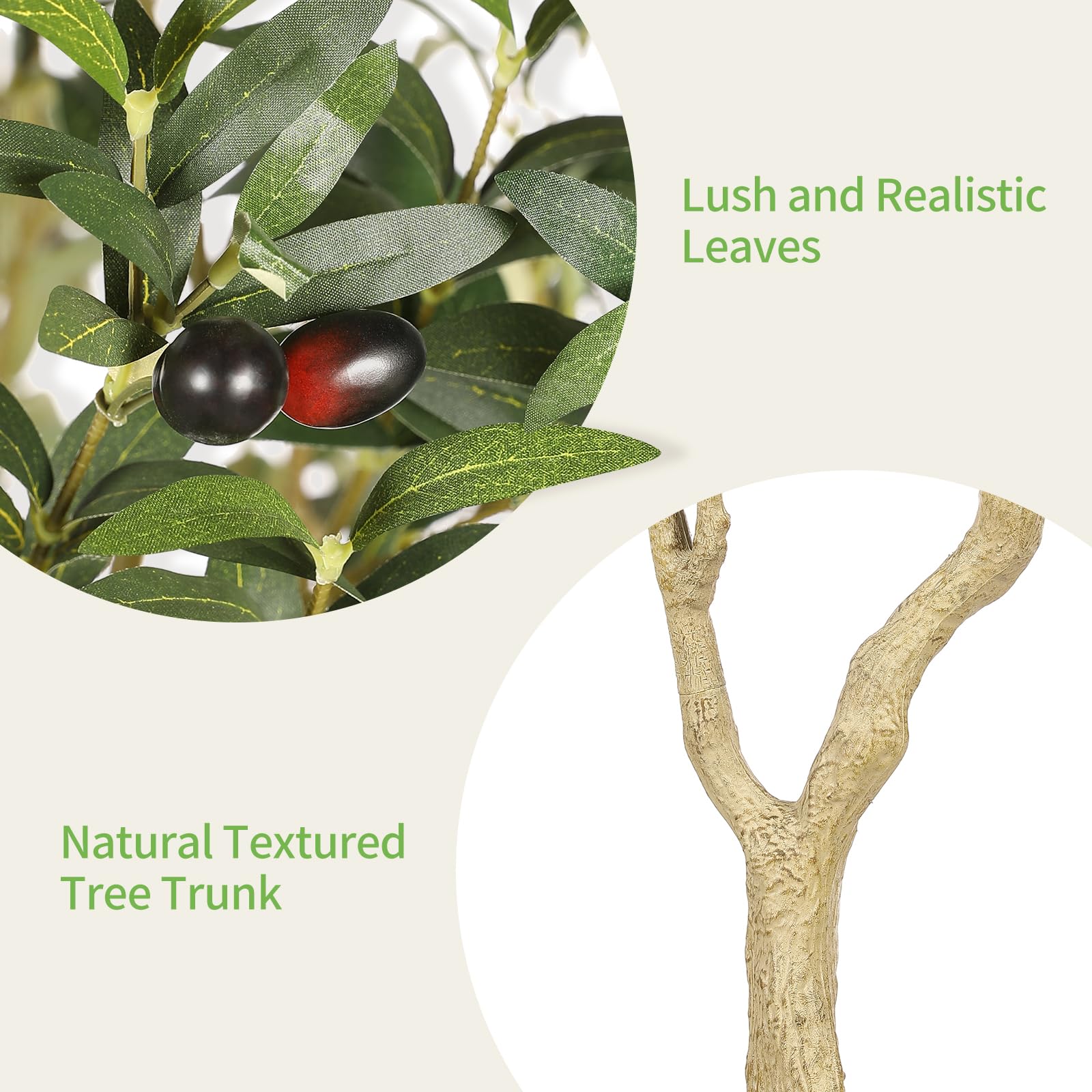 Realead 6ft Artificial Olive Tree with Tall Exquisite Planter - Realistic Faux Olive Tree with Thick Trunk and Lifelike Fruits - Large Fake Olive Tree for Home Office Decor 🍁 All In One Marketplace Canada