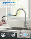 WEWE Pull-Down Kitchen Faucet with Sprayer 3 Modes, High Arc Stainless Steel with Brushed Nickel Finish, for 1 or 3 Hole Kitchen Sinks for Pot Filler, Farmhouse Bar Laundry 🍁 All In One Marketplace Canada