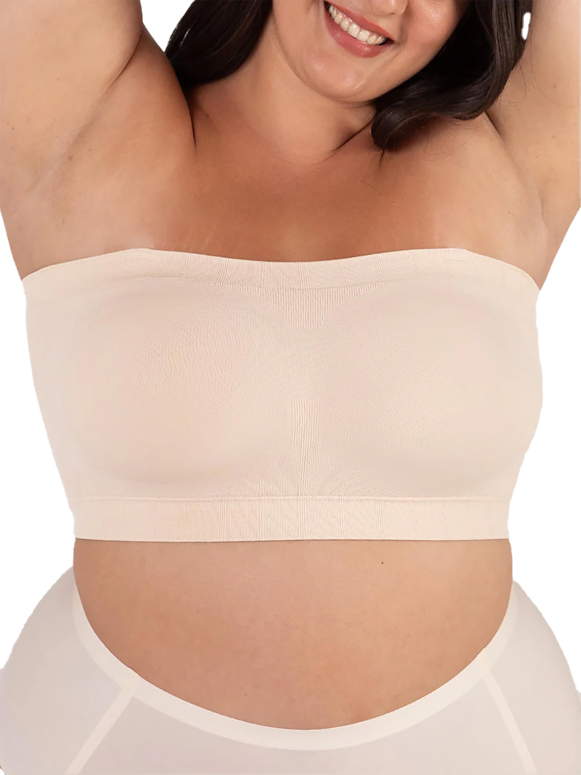 SHAPERMINT Convertible Strapless Bras for Women - Compression Wireless Bandeau Bra Top Beige 🍁 All In One Marketplace Canada