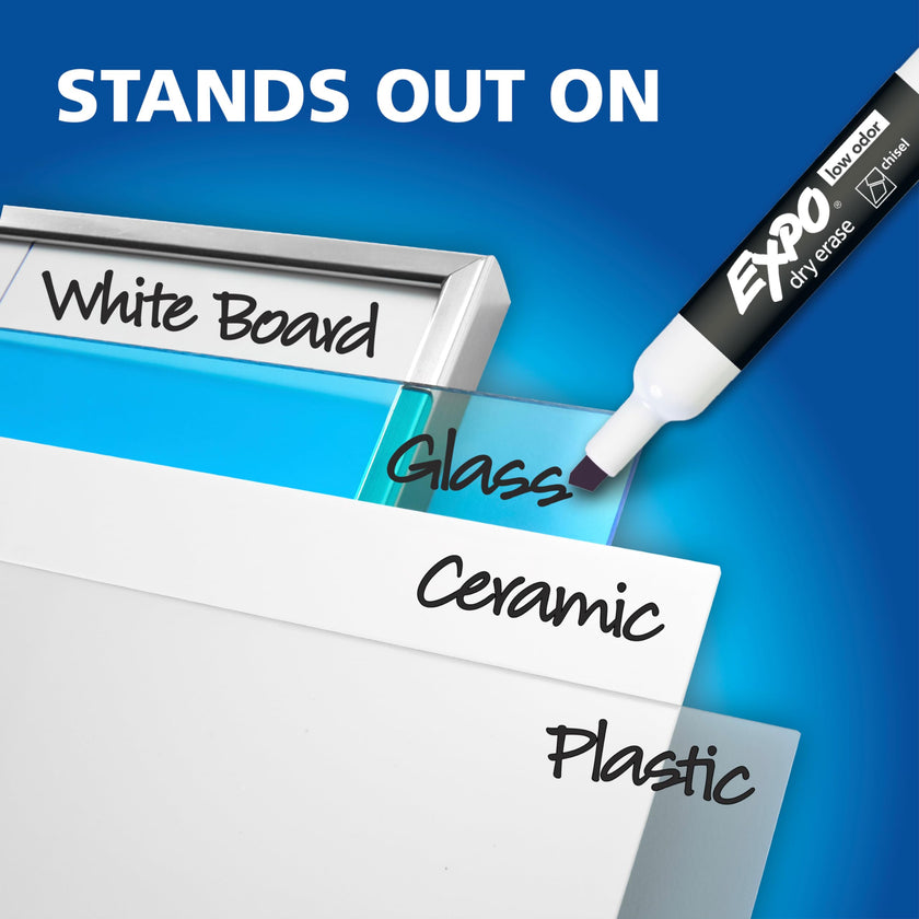 EXPO Dry Erase Markers, Low Odour Ink, Black, Chisel Tip, 12 Count 🍁 All In One Marketplace Canada