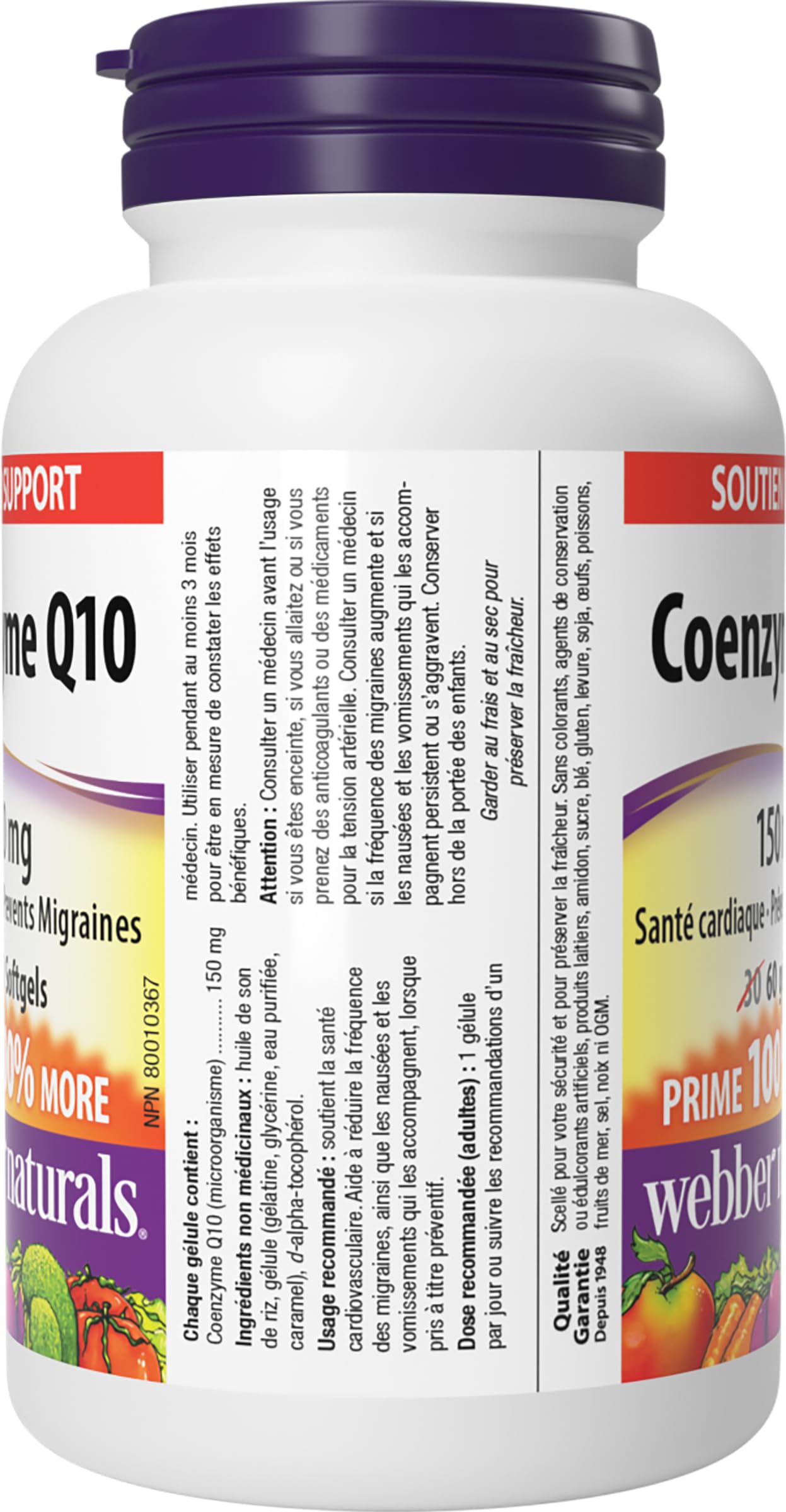 Webber Naturals Coenzyme Q10 (CoQ10) Supplement, 150 mg, 60 Softgels 🍁 All In One Marketplace Canada