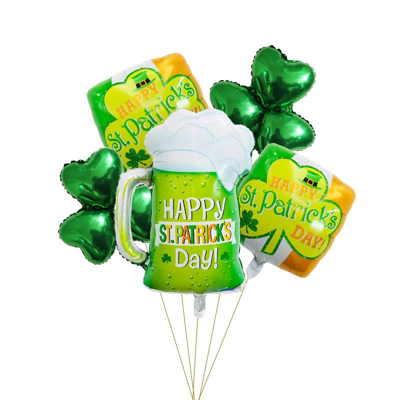 St. Patrick's Day Foil Balloons – Shamrock, Beer Mug & Irish Flag