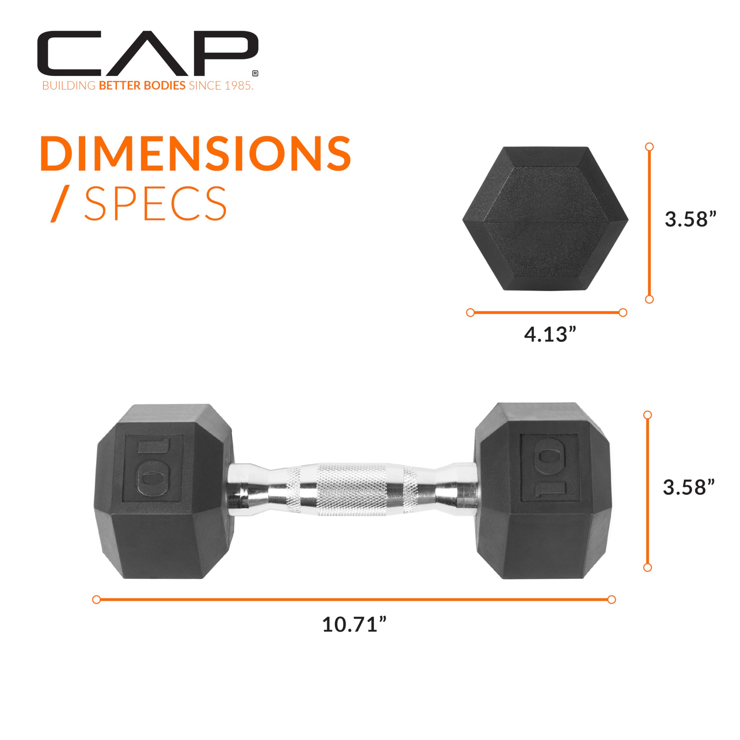 CAP Barbell 10 lb Rubber Coated Hex Dumbbell 🍁 All In One Marketplace Canada