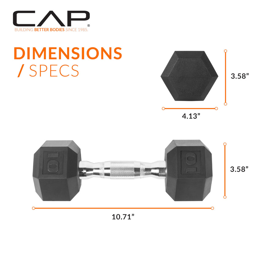 CAP Barbell 10 lb Rubber Coated Hex Dumbbell 🍁 All In One Marketplace Canada