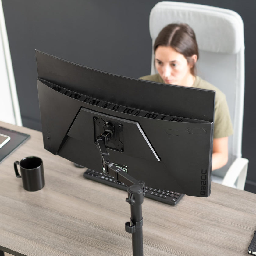 VIVO Single Monitor Arm Desk Mount, Holds Screens up to 32 inch Regular and 38 inch Ultrawide, Fully Adjustable Stand with C-Clamp and Grommet Base, VESA 75x75mm or 100x100mm, Black, STAND-V001 🍁 All In One Marketplace Canada