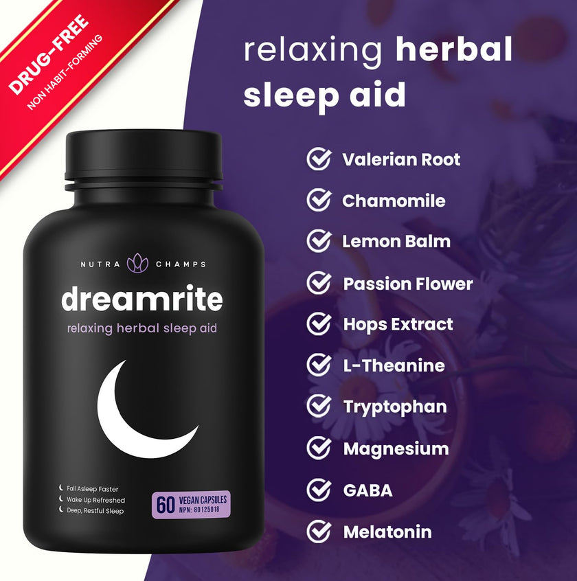 10-in-1 Sleep Aid Supplement– Sleeping Pills with Melatonin, Valerian Root, Chamomile, Lemon Balm, L-Theanine, L-Tryptophan, GABA, Magnesium – Sleep Cycle Support 🍁 All In One Marketplace Canada