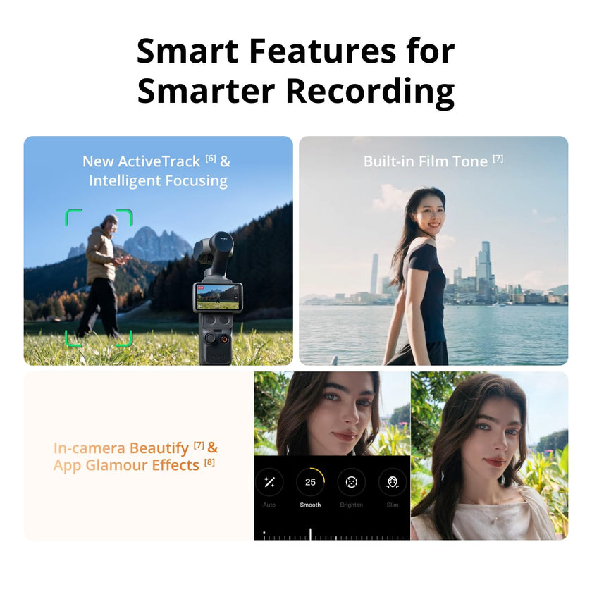 DJI Osmo Pocket 4 Creator Combo, Pocket Gimbal Vlog Camera, 1″ CMOS & 4K/240fps, 3‑Axis Stabilization, 2× Lossless Zoom, 107GB Built-in Storage, Mic 3 Transmitter, Fill Light, Osmo Mini Tripod 🍁 All In One Marketplace Canada