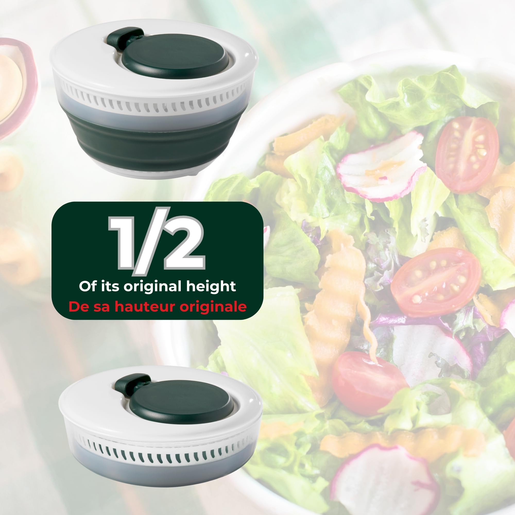 Starfrit Collapsible Salad Spinner 3L Capacity - Compact Storage - Basket Doubles as Colander - Bowl Can Be Used For Serving 🍁 All In One Marketplace Canada