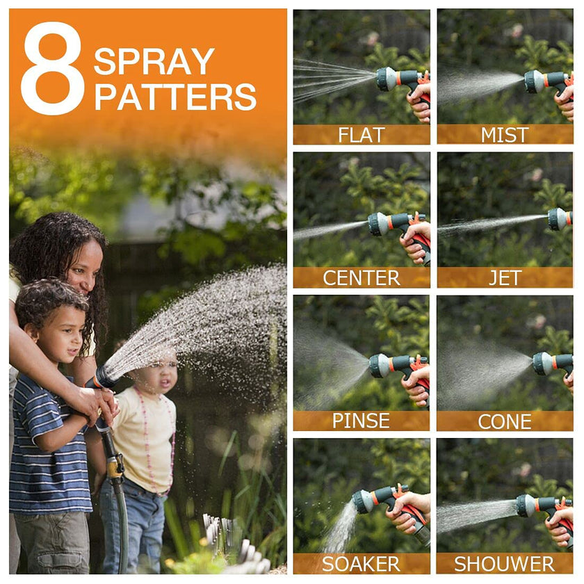 Forthcan Garden Hose Nozzle - 2 Pack Hand Sprayer With 8 Patterns for Watering, Car Wash, Cleaning and Showering Dogs & Pets (Orange) 🍁 All In One Marketplace Canada