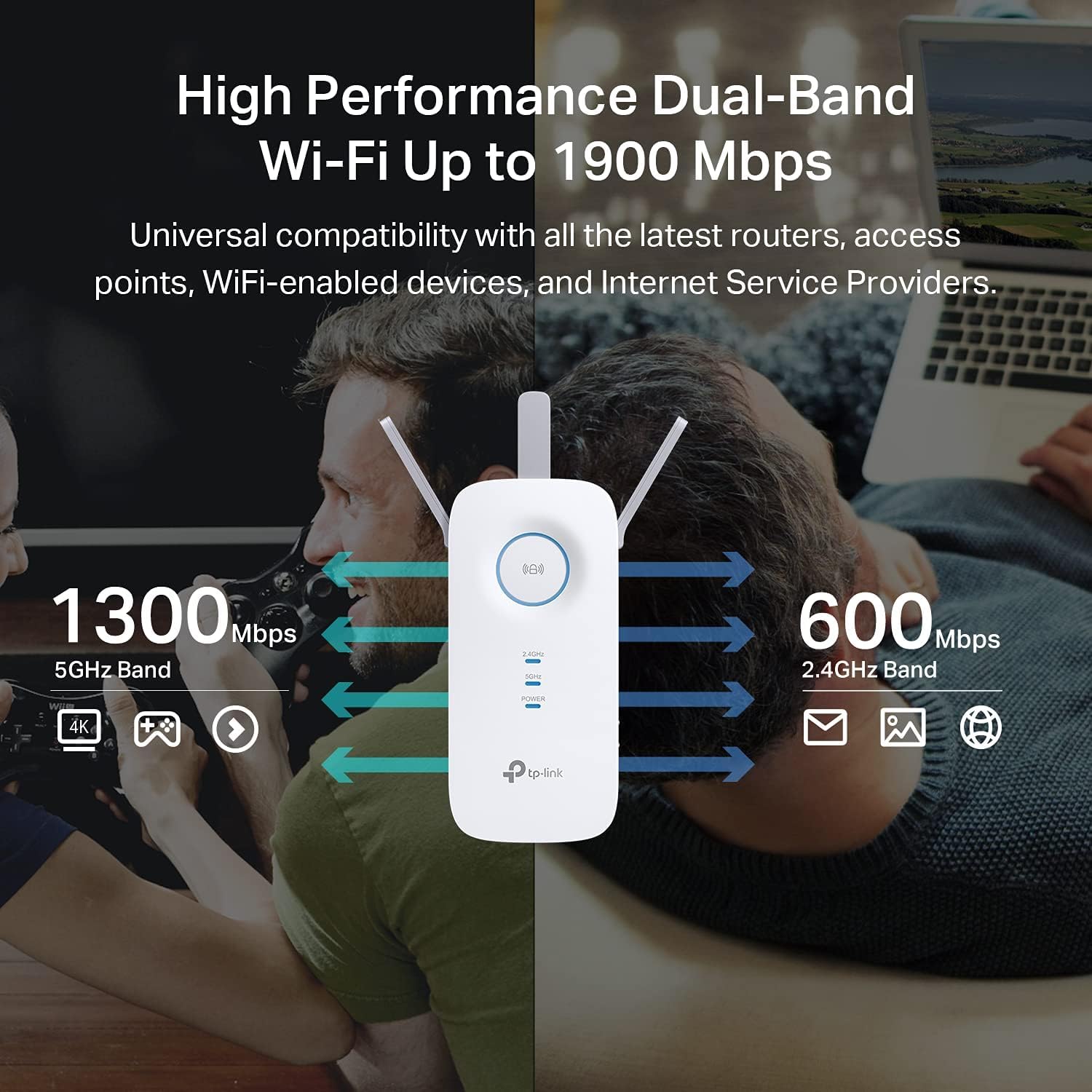 TP-Link AC1900 WiFi Extender (RE550), Covers Up to 2800 Sq.ft and 35 Devices, 1900Mbps Dual Band Wireless Repeater, Internet Booster, Gigabit Ethernet Port 🍁 All In One Marketplace Canada