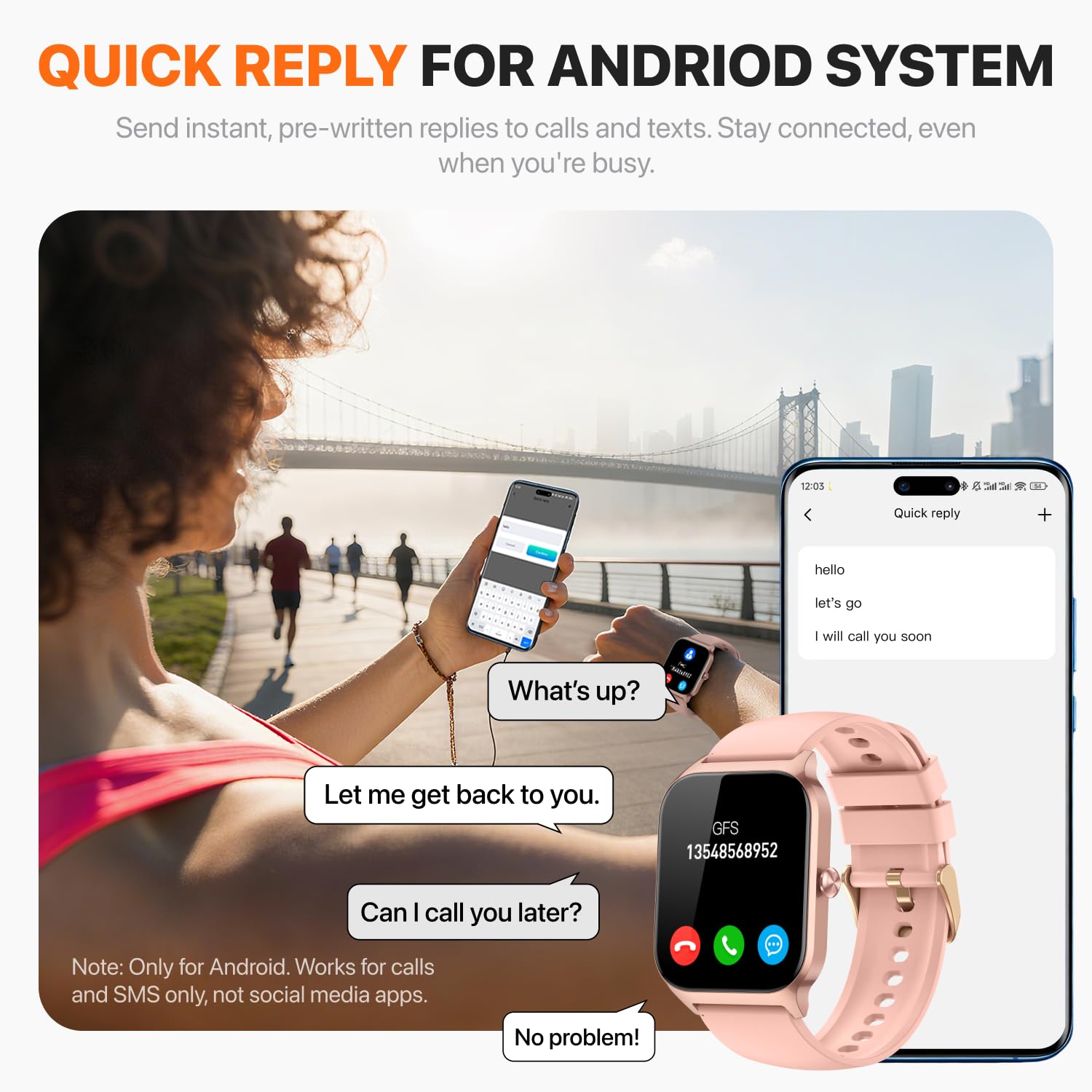 Smart Watch for Women Men - Answer/Make Call, Fitness Tracker Smartwatch for Android iPhone Compatible, Sleep Female Cycle, 120+ Sports Modes Step Counter (Classic, Pink, 1.83) 🍁 All In One Marketplace Canada