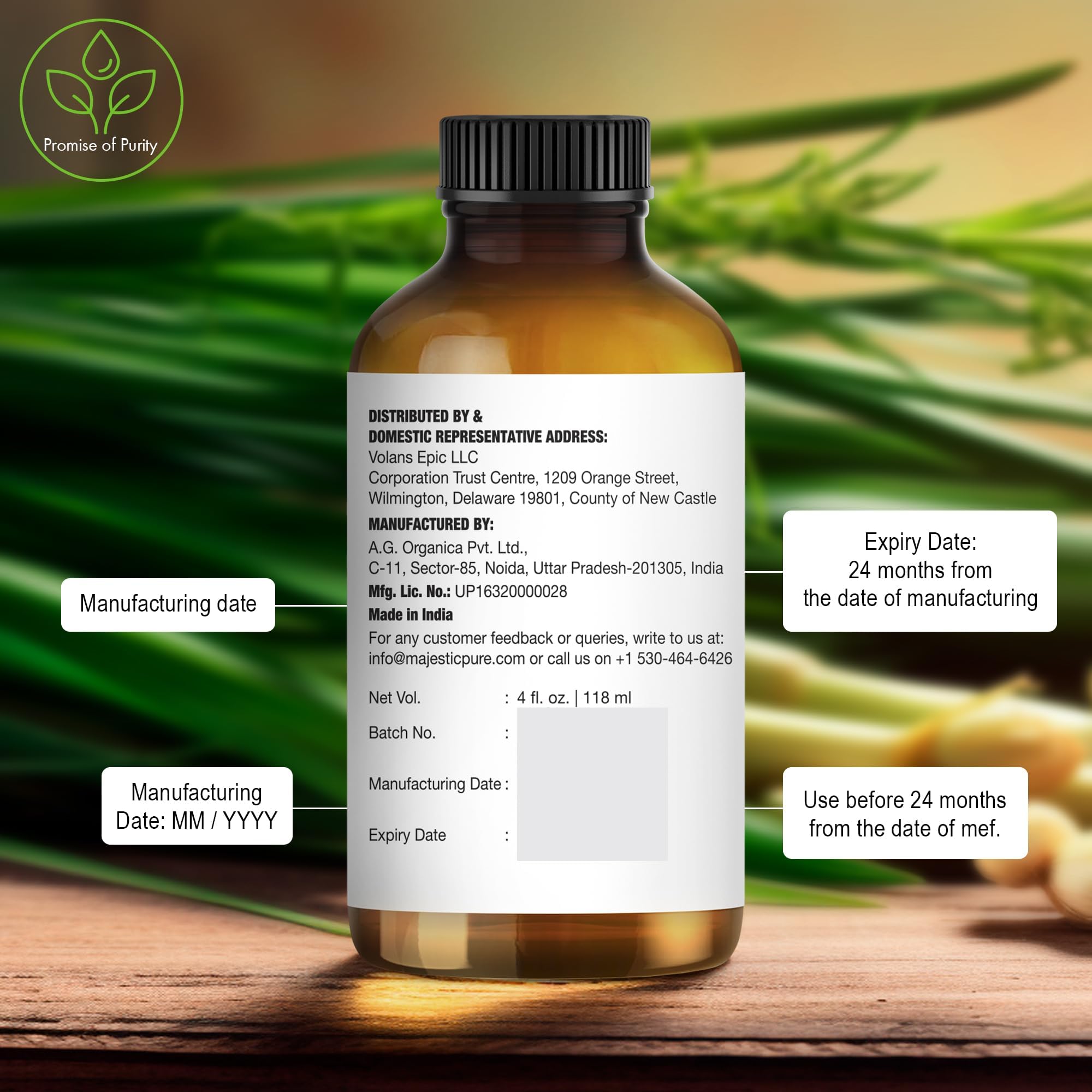Majestic Pure Lemongrass Essential Oil - Huge 118 ml - 100% Pure and Natural Oil for Soap Making Scent- Premium Grade with Glass Dropper 🍁 All In One Marketplace Canada