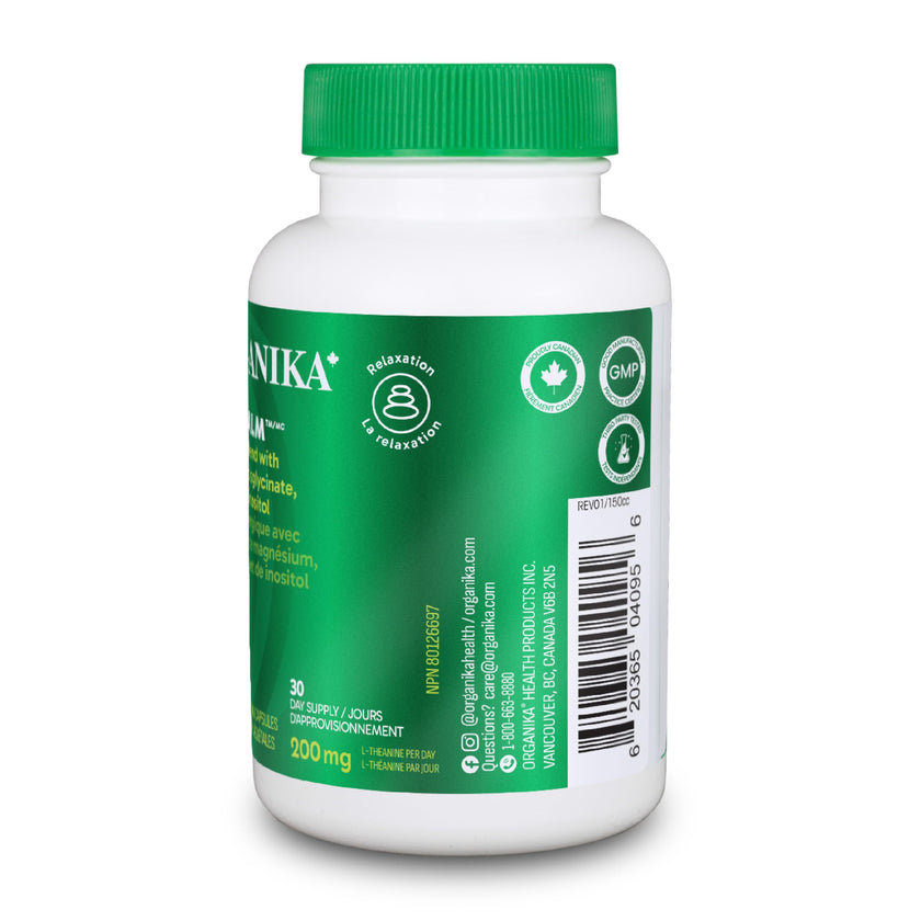 Organika Canadian-Made Mind Calm- with Magnesium Bisglycinate, L-Theanine, GABA, Inositol- Promotes Relaxation and Calm without Drowsiness- 120vcaps 🍁 All In One Marketplace Canada