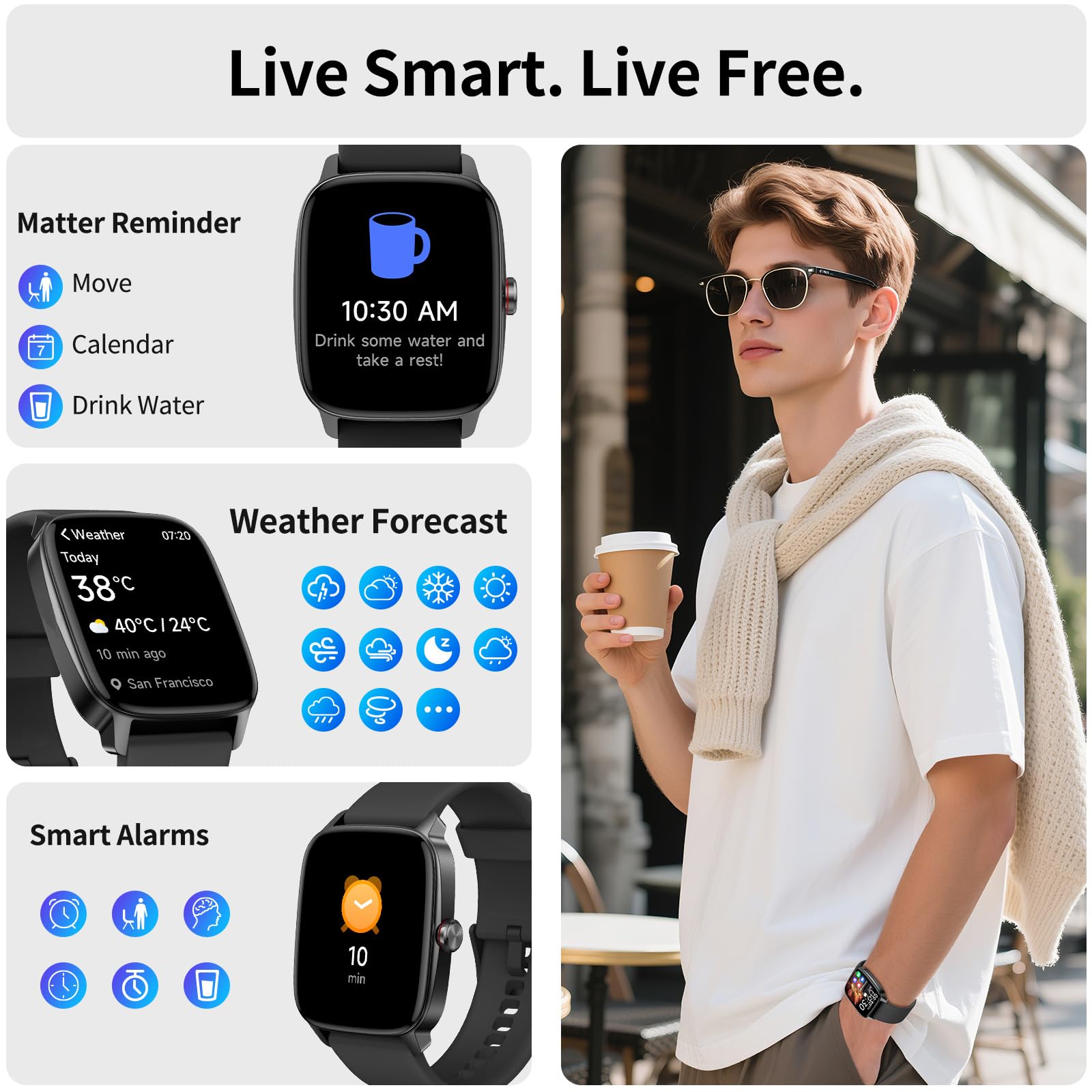 Smart Watch for Men Women, Bluetooth Call Smartwatch with AI Voice, 1.85