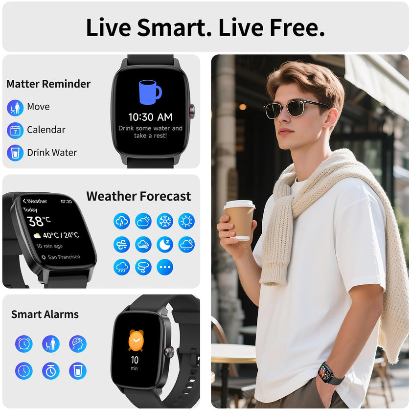 Smart Watch for Men Women, Bluetooth Call Smartwatch with AI Voice, 1.85