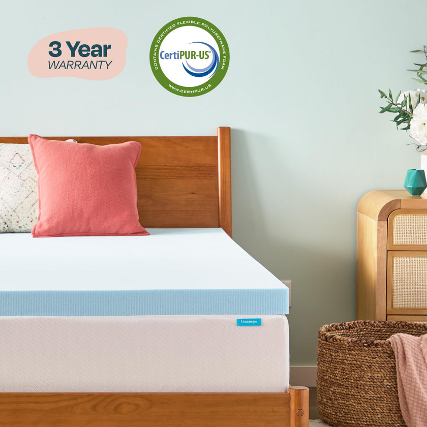 Linenspa 3 Inch Memory Foam Mattress Topper, Gel Infused Full Mattress Topper, CertiPUR-US Certified 🍁 All In One Marketplace Canada