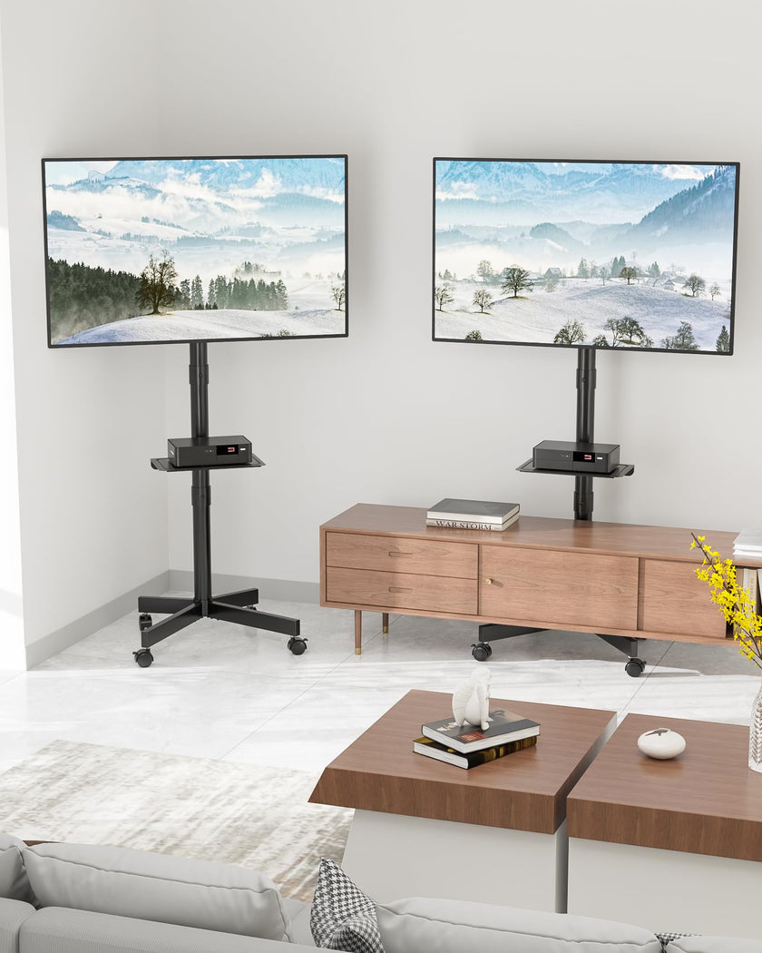 BONTEC Mobile TV Stand with Tilt Function, Rolling TV Cart for 23-60