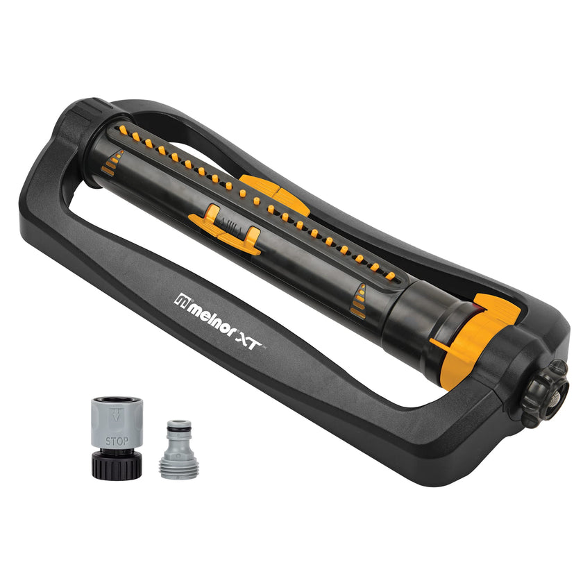 Melnor 65165AMZ XT Turbo Oscillating Sprinkler, 4,500 sq. ft., Quick Connect Bundle, 2-Way Adjustable, Black, Yellow 🍁 All In One Marketplace Canada