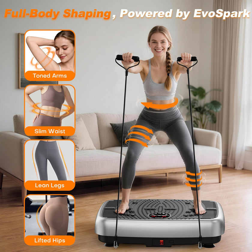Vibration Plate Exercise Machine, 2026 Upgraded Double Motors Vibration Plate for Lymphatic Drainage, EvoSpark Whole Body Vibration Plates for Weight Loss,450 Lbs Capacity Vibrate Fitness Platform 🍁 All In One Marketplace Canada