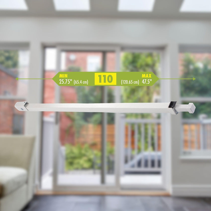 Ideal Security Sliding Patio Door Security Bar with Child-Proof Lock, Extendable, White (25.75-47.5 Inches) 🍁 All In One Marketplace Canada
