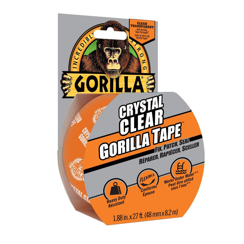 Gorilla Crystal Clear Tape, Duct, Utility, Non-Yellowing, Heavy Duty, Extra Thick Adhesive, Flexible, UV Temperature Resistant, 1.88 in x 27 ft, (Pack of 1), 6127002 🍁 All In One Marketplace Canada