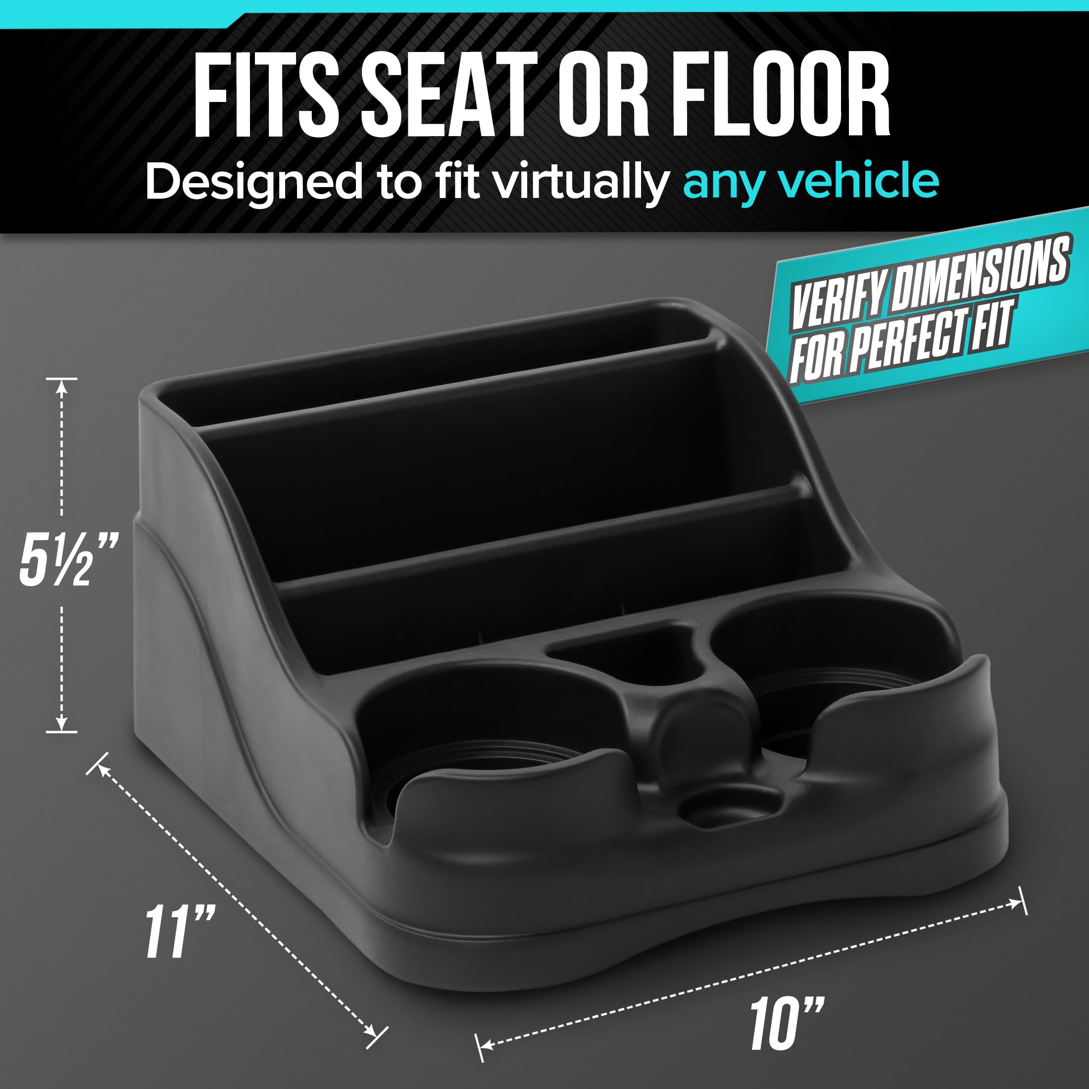 Moblorg Small Center Console for Cars, Trucks, Minivans, SUVs, Vehicle Organizer, Cup Holders, Recycled Plastic, Made in USA (Black) 🍁 All In One Marketplace Canada