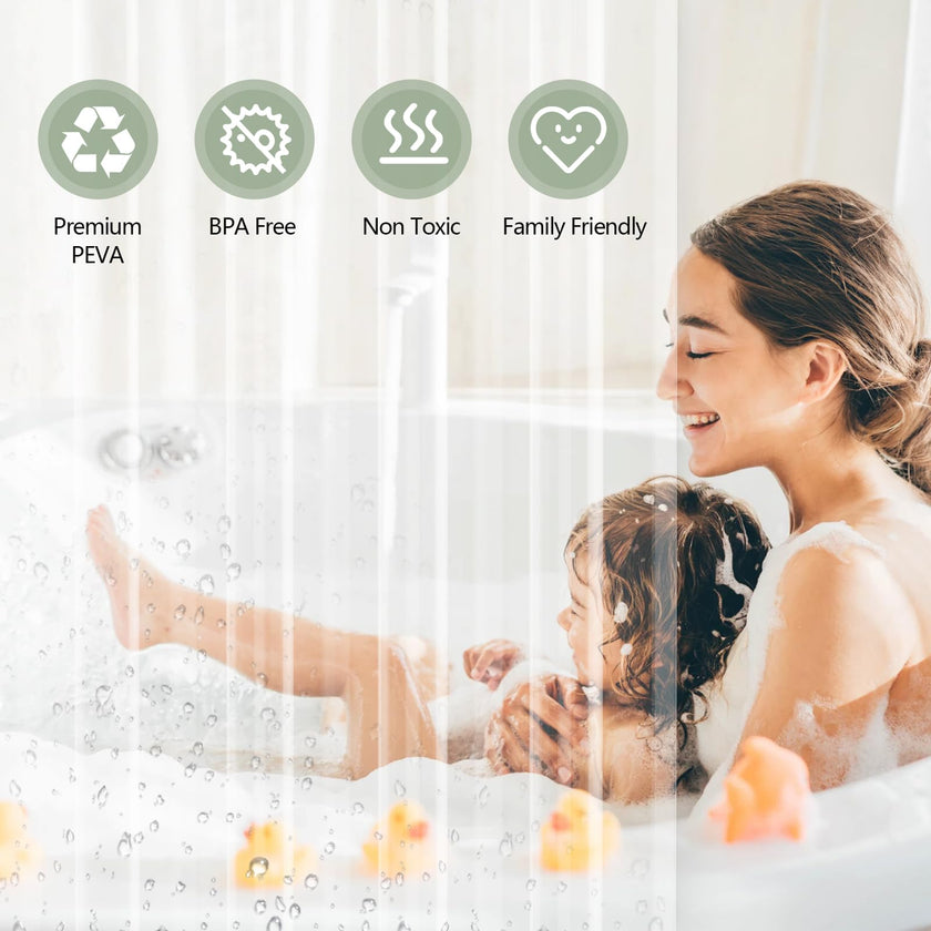Seenus PEVA 8G Clear Shower Curtain Liner with 3 Large Magnets, Bpa-Free Waterproof Plastic Shower Curtain for Bathroom, 72 x 72 inch Completely Transparent Shower Liner Mildew Resistant 🍁 All In One Marketplace Canada