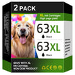 63XL Black High-Yield Ink Cartridge for HP 63 Black Ink Cartridge Replacement for HP Ink 63 Works with HP OfficeJet 3830 4650 5255 5258 Envy 4520 4512 DeskJet 1112 2130 3630 F6U64AN (2 Black Pack) 🍁 All In One Marketplace Canada