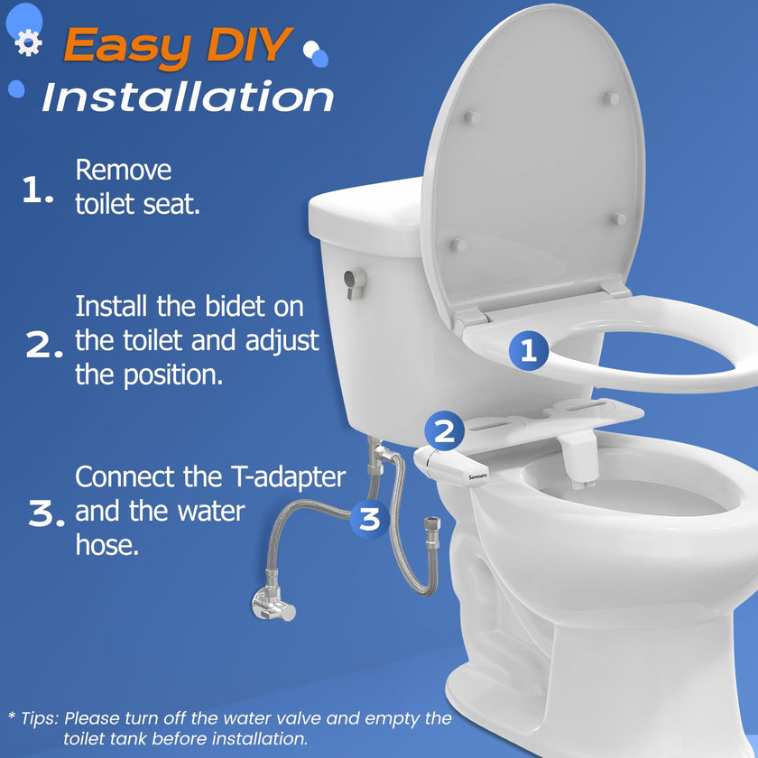 SAMODRA Ultra-Slim Bidet Attachment, Minimalist Non-Electric Dual Nozzle (Frontal & Rear Wash) Adjustable Water Pressure, Fresh Water Bidet Toilet Seat Attachment, Easy to Install 🍁 All In One Marketplace Canada