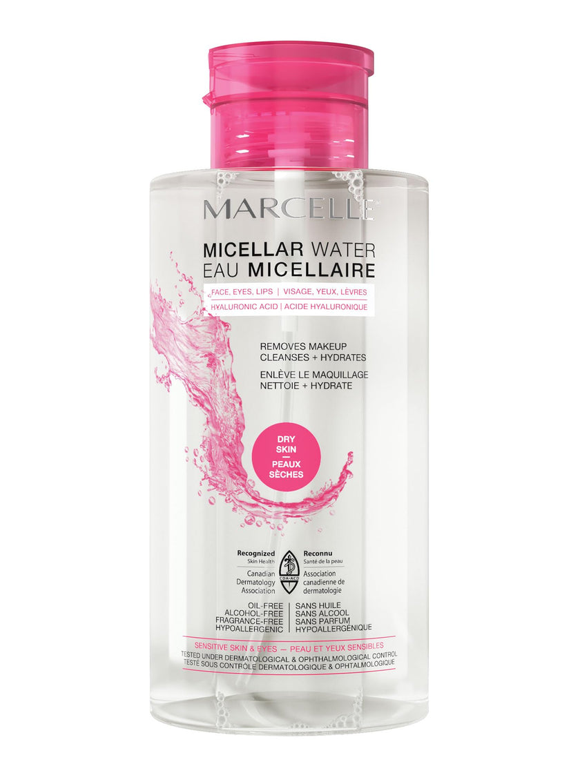 Marcelle Micellar Water, Dry + Sensitive Skin, with Hyaluronic Acid, Cleanses, Removes Makeup and Tones, Hypoallergenic, Oil-Free, Alcohol-Free, Fragrance-Free, Cruelty-Free, 400 mL 🍁 All In One Marketplace Canada