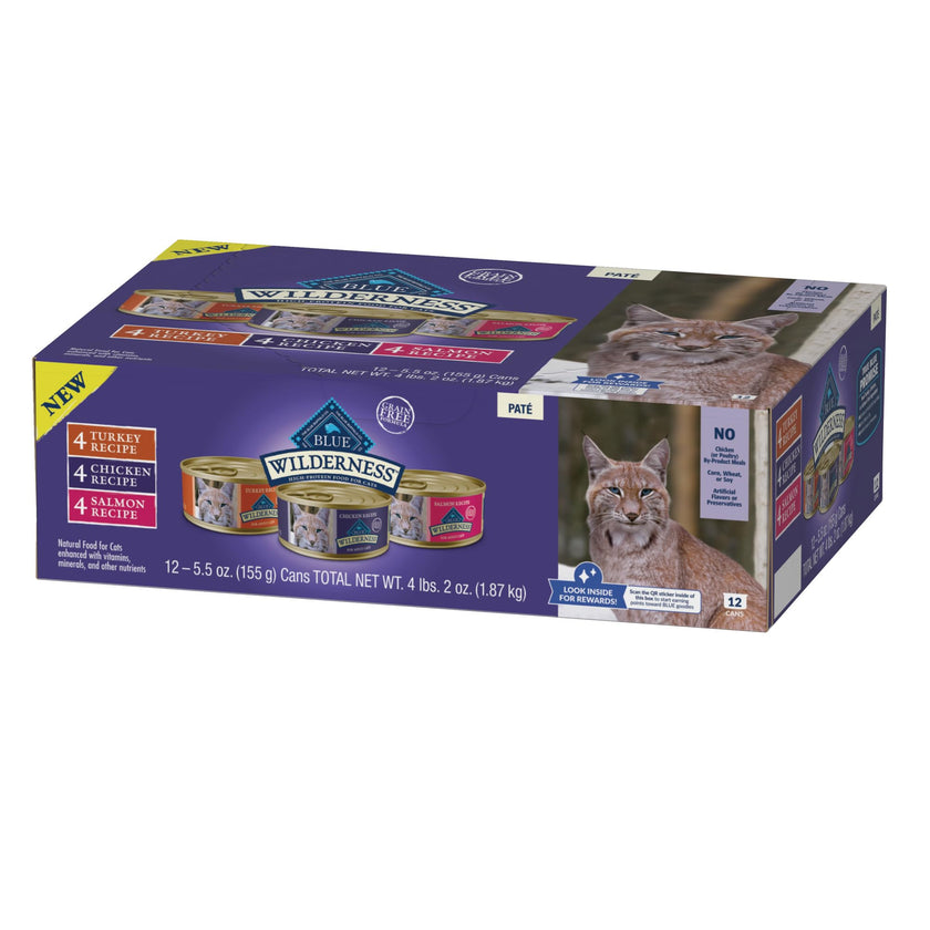 Blue Buffalo Wilderness HR Adult Cat Chicken/Salmon/Turkey 5.5oz Can Variety Pack 🍁 All In One Marketplace Canada