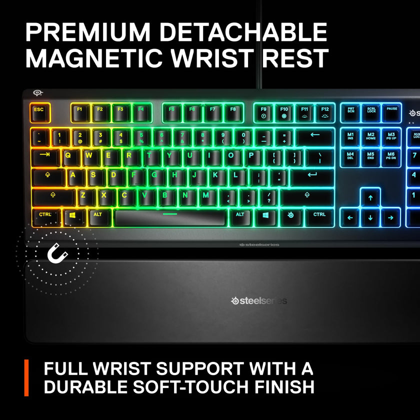 SteelSeries Apex 3 RGB Gaming Keyboard – 10-Zone RGB Illumination – IP32 Water Resistant – Premium Magnetic Wrist Rest (Whisper Quiet Gaming Switch) 🍁 All In One Marketplace Canada