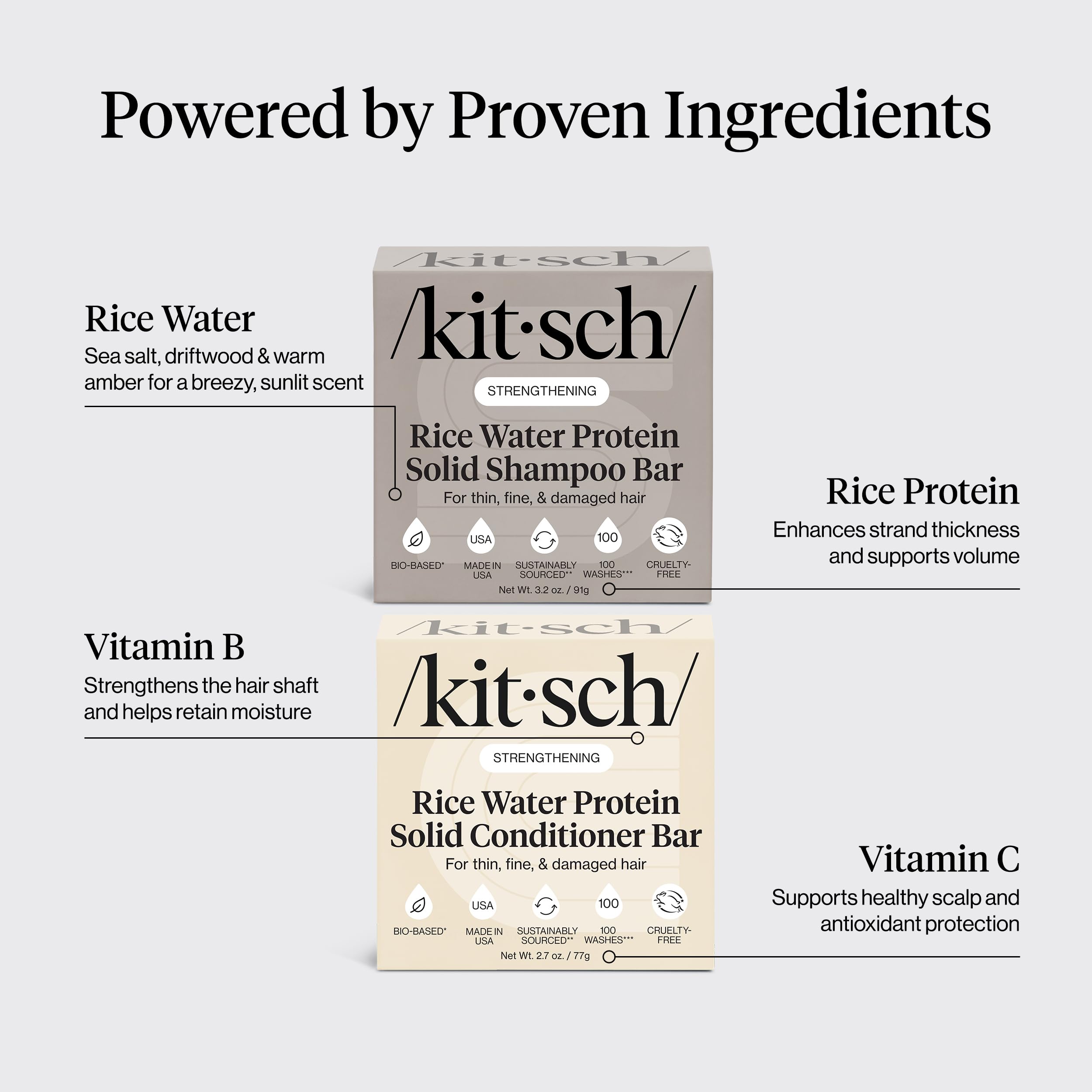 Kitsch Rice Water Protein Solid Shampoo and Conditioner Set for Hair Growth – Strengthening Hair Care Duo w/Rice Protein & Vitamins for Damage Repair – Paraben, Sulfate & Silicone Free – 2 Pack 🍁 All In One Marketplace Canada