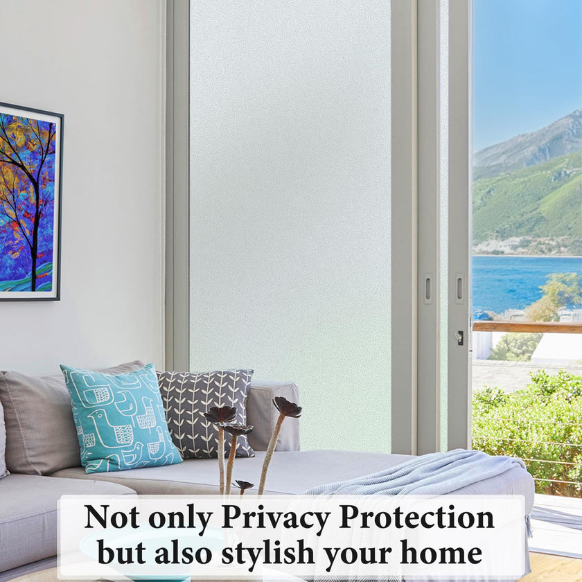 DUOFIRE Privacy Window Film Frosted Glass Film Static Cling Glass Film No Glue Anti-UV Window Sticker Non Adhesive for Privacy Office Meeting Room Bathroom Living Room, Pure Frosted 44.3 x 200cm 🍁 All In One Marketplace Canada