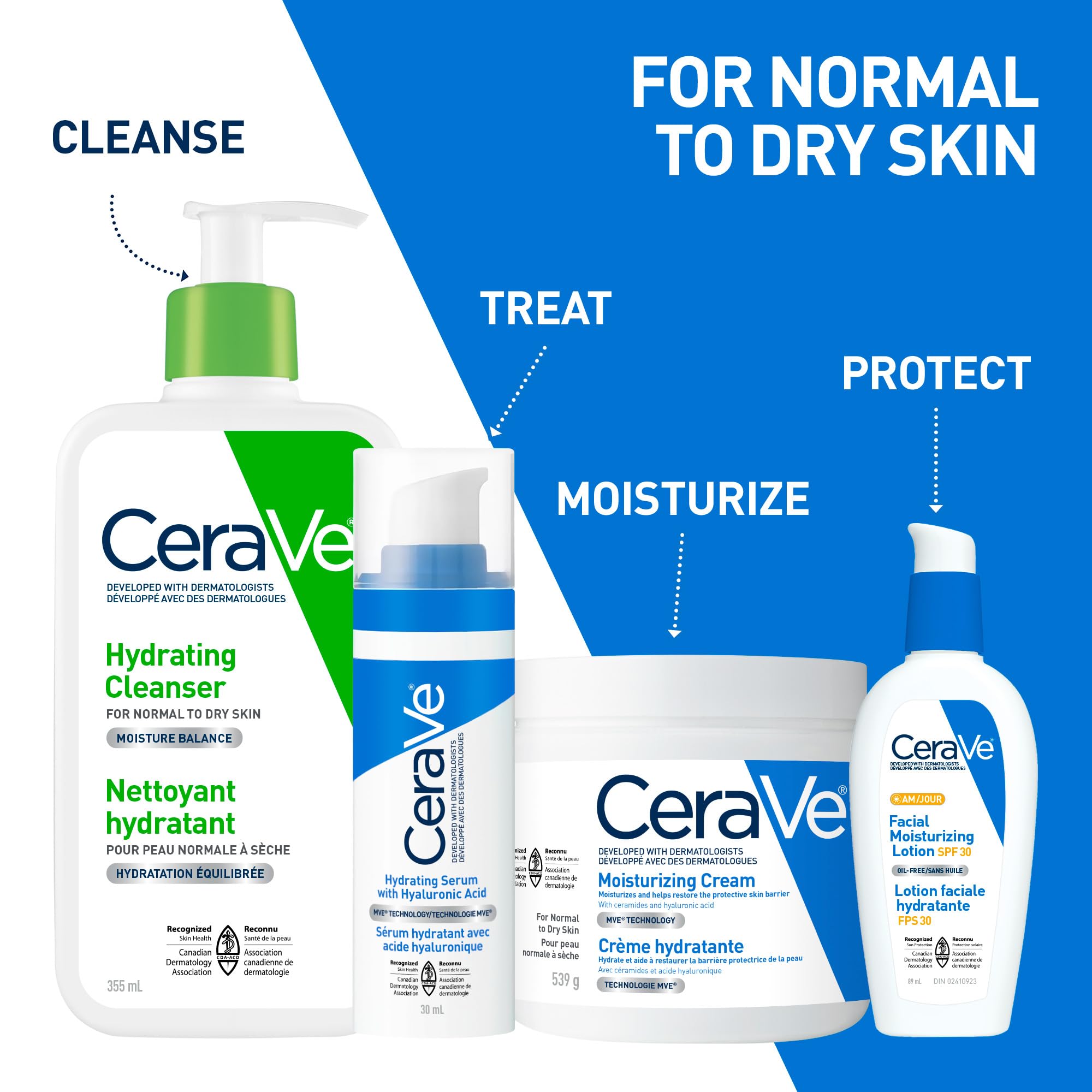 CeraVe Moisturizing Cream, Daily Face, Hands, & Body Cream Moisturizer for Dry Skin With Hyaluronic Acid and Ceramides for Women and Men. Sensitive skin, Oil-free, Non-comedogenic, Fragrance-Free, 539 Grams 🍁 All In One Marketplace Canada