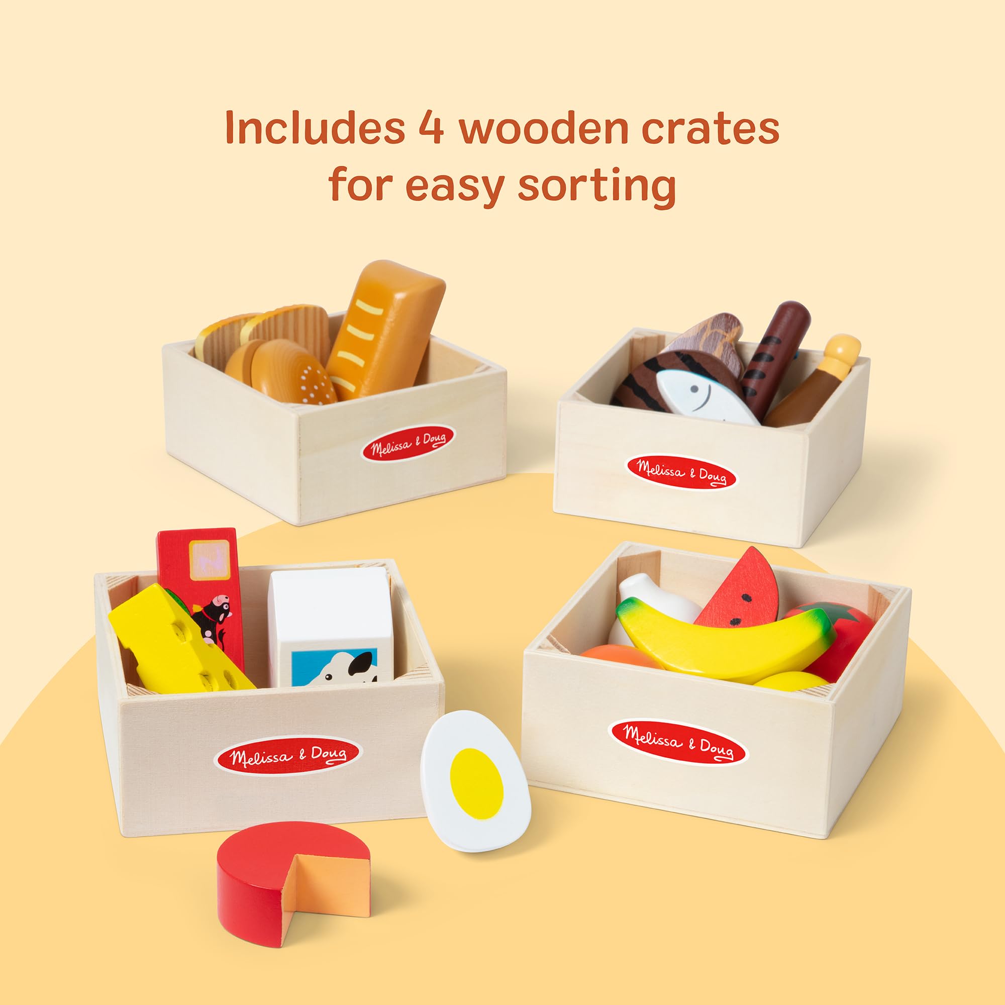 Melissa & Doug Food Groups, 21-Piece Wooden Toys Set of Pretend Play Food & Kids Play Kitchen Accessories, Preschool Toys for Girls & Boys Ages 3+ 🍁 All In One Marketplace Canada